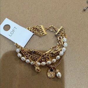 LOFT Gold and Pearl Charm Bracelet